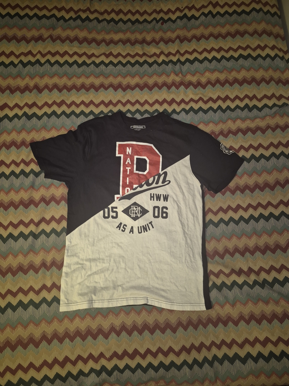Two-Tone Black & White Graphic Short Sleeve Tee